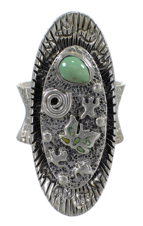 Sterling Silver Southwest Turquoise Butterfly Bear Ring Size 8-1/4 WX81036
