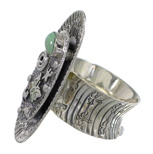 Sterling Silver Turquoise Southwestern Butterfly Bear Ring Size 8 WX81035