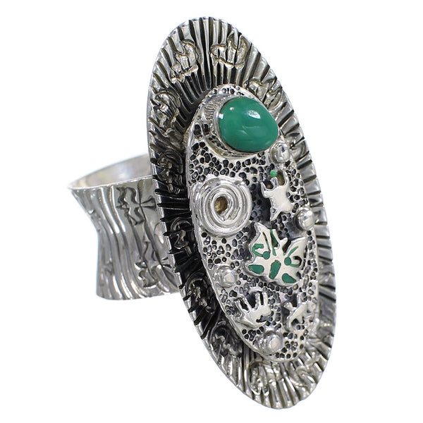 Southwestern Turquoise Silver Butterfly Bear Ring Size 7 WX81045