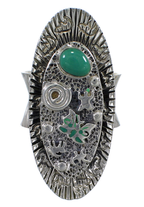 Southwestern Turquoise Silver Butterfly Bear Ring Size 7 WX81045