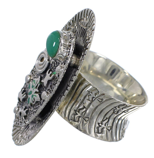 Southwestern Turquoise Silver Butterfly Bear Ring Size 7 WX81045