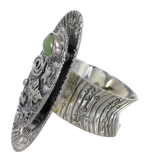 Turquoise Southwest Silver Butterfly Bear Ring Size 7 WX81058