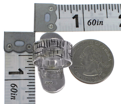 Turquoise And Sterling Silver Southwest Butterfly Water Wave Ring Size 6-1/2 WX81072