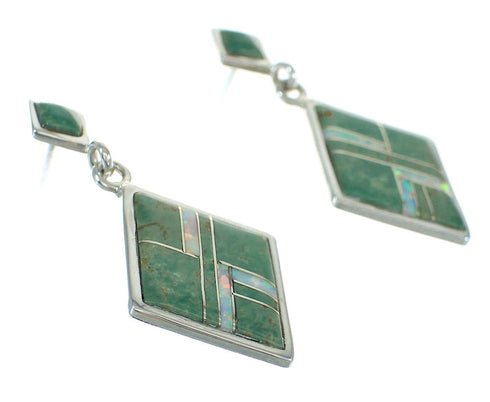 Turquoise And Opal Sterling Silver Southwestern Post Dangle Earrings WX66487