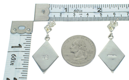 Turquoise And Opal Sterling Silver Southwestern Post Dangle Earrings WX66487