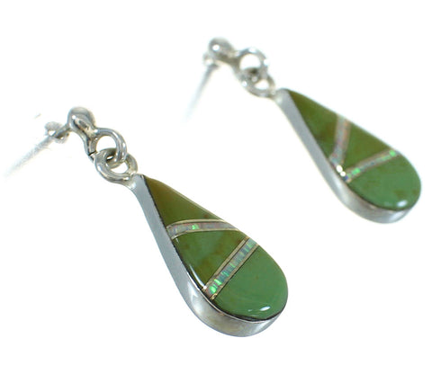 Southwest Silver Turquoise And Opal Tear Drop Post Dangle Earrings WX66498