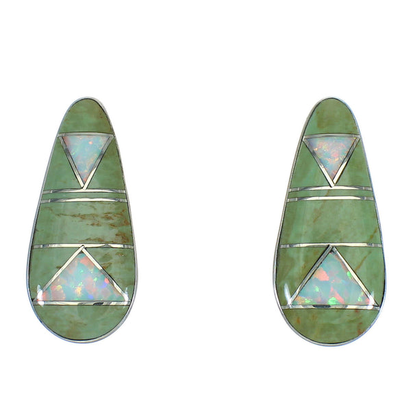 Southwest Turquoise And Opal Silver Post Earrings WX66530