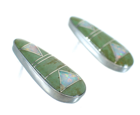 Southwest Turquoise And Opal Silver Post Earrings WX66530