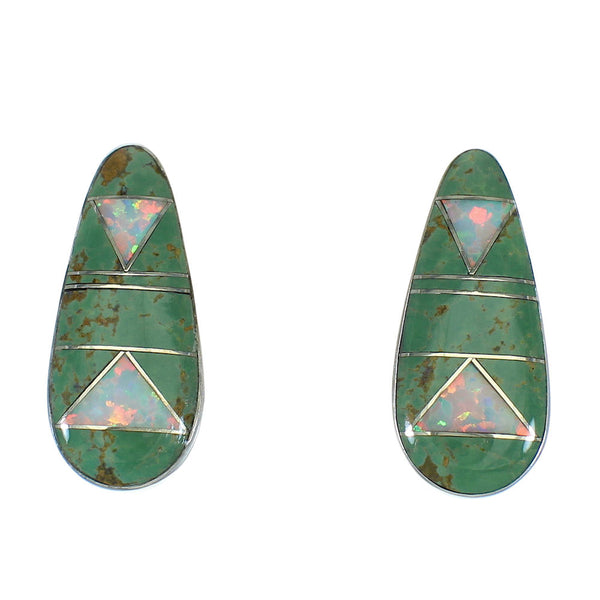 Southwestern Turquoise And Opal Silver Post Earrings WX66532