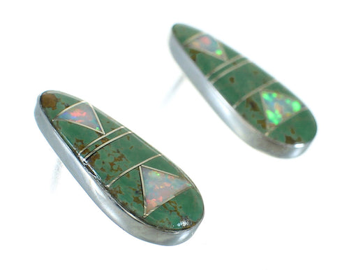 Southwestern Turquoise And Opal Silver Post Earrings WX66532
