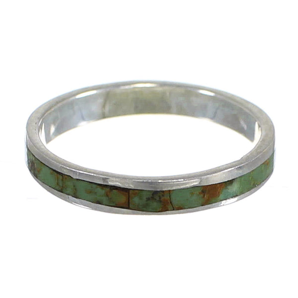 Southwestern Silver Turquoise Inlay Stackable Ring Size 4-3/4 YX81295
