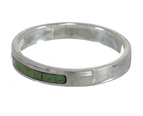 Southwestern Silver Turquoise Inlay Stackable Ring Size 4-3/4 YX81295