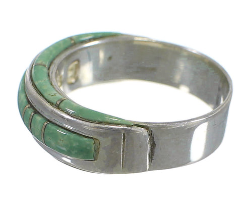 Southwestern Turquoise Inlay Sterling Silver Ring Size 4-1/2 YX81354