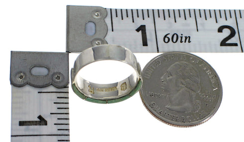 Southwestern Turquoise Inlay Sterling Silver Ring Size 4-1/2 YX81354