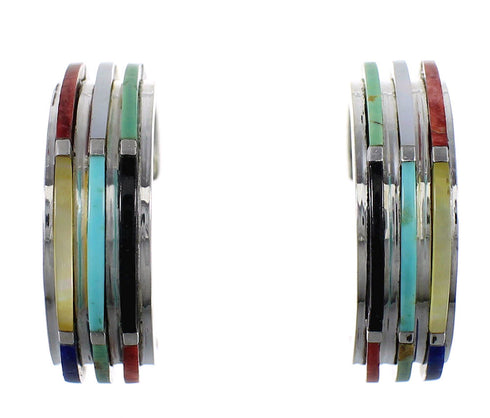 Sterling Silver Southwest Multicolor Post Hoop Earrings QX72493