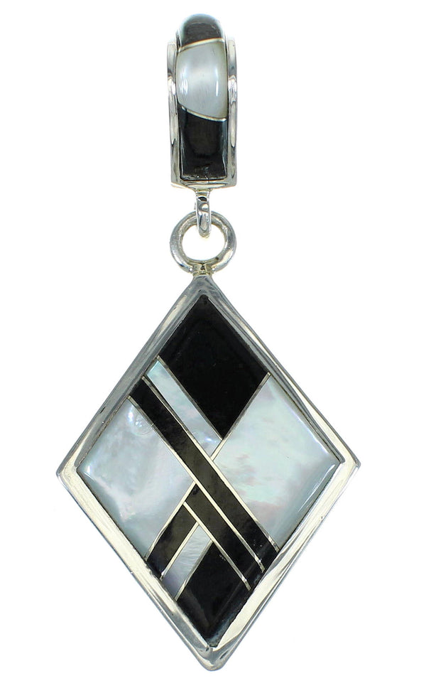 Sterling Silver Jet And Mother of Pearl Pendant VX65490