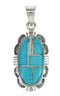 Turquoise And Opal Inlay Genuine Sterling Silver Pendant Jewelry VX65543