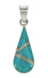 Silver Turquoise And Opal Tear Drop Southwest Pendant VX65573