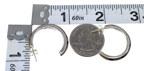 Multicolor Genuine Sterling Silver Post Hoop Earrings RX65552