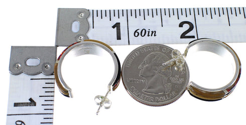 Multicolor Genuine Sterling Silver Post Hoop Earrings RX65605