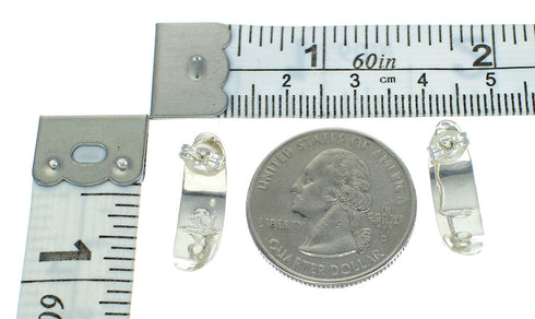 Southwestern Turquoise Inlay Silver Post Hoop Earrings AX66260