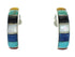 Southwestern Sterling Silver Multicolor Post Hoop Earrings RX66283