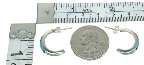 Multicolor Genuine Sterling Silver Post Hoop Earrings RX66286