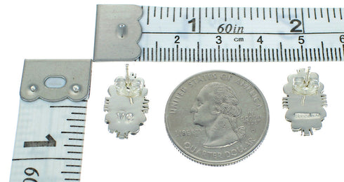 Jet Mother Of Pearl Inlay Sterling Silver Post Earrings RX66416