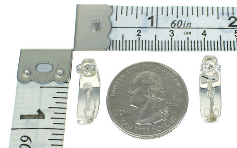 Sterling Silver Jet Opal Inlay Post Hoop Earrings RX65714