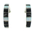 Sterling Silver Southwest Jet Opal Inlay Post Hoop Earrings RX65740