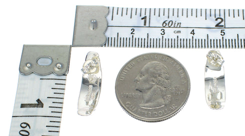 Genuine Sterling Silver Turquoise Opal Post Hoop Earrings RX66126