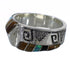Genuine Sterling Silver Multicolor Inlay Water Wave Ring Size 7-1/4 RX82133