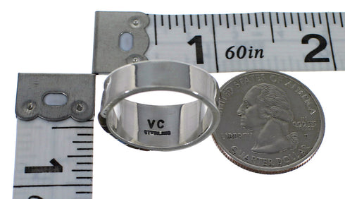 Sterling Silver Multicolor Inlay Southwest Water Wave Ring Size 7-1/2 RX82134