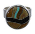 Multicolor Inlay Authentic Sterling Silver Ring Size 8-1/2 RX82163