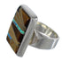 Authentic Sterling Silver And Mulitcolor Inlay Ring Size 6 RX82175