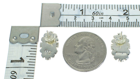 Multicolor Inlay Silver Post Earrings AX71424