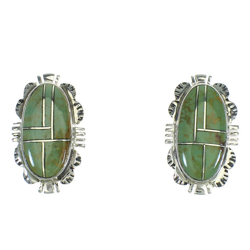 Southwest Turquoise Inlay Silver Post Earrings AX67760