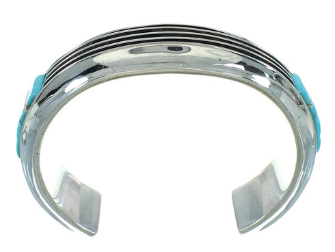 Turquoise Inlay Silver Southwestern Cuff Bracelet AX78145