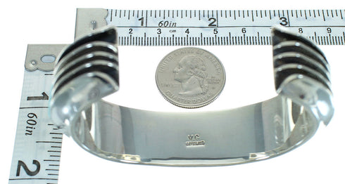 Turquoise Inlay Silver Southwestern Cuff Bracelet AX78145