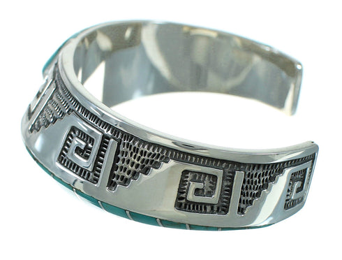Turquoise Silver Southwestern Water Wave Cuff Bracelet AX78150