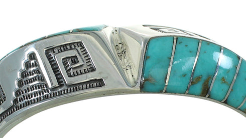 Turquoise Silver Southwestern Water Wave Cuff Bracelet AX78150