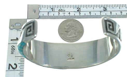 Turquoise Silver Southwestern Water Wave Cuff Bracelet AX78150