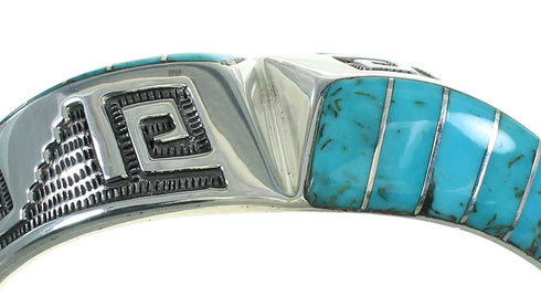 Turquoise Sterling Silver Southwestern Water Wave Cuff Bracelet AX78152