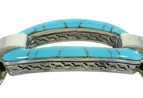 Turquoise Inlay Silver Southwest Cuff Bracelet AX78223