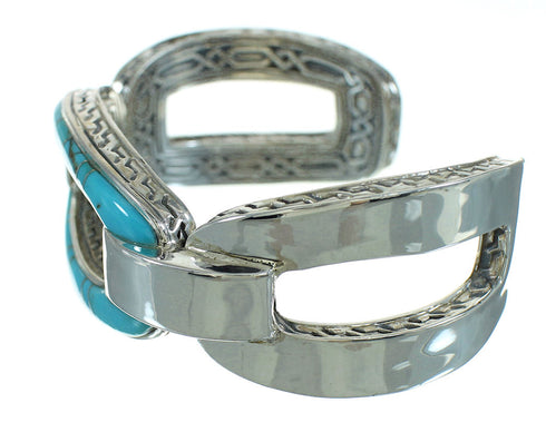 Turquoise Inlay Silver Southwest Jewelry Cuff Bracelet AX78224