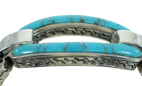 Turquoise Inlay Silver Southwest Jewelry Cuff Bracelet AX78224