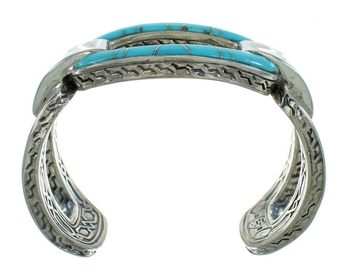 Turquoise Inlay Silver Southwest Jewelry Cuff Bracelet AX78224