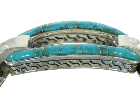 Turquoise Inlay Sterling Silver Jewelry Cuff Bracelet AX78228