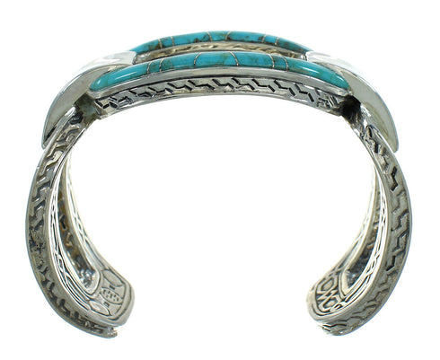 Turquoise Inlay Sterling Silver Jewelry Cuff Bracelet AX78228
