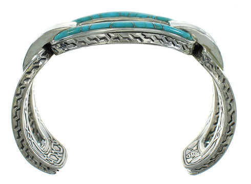 Southwest Turquoise Inlay Sterling Silver Jewelry Cuff Bracelet AX78229